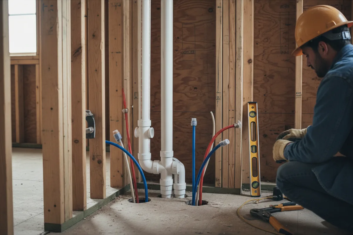 Drain and supply rough-in during Drain Cleaning in Wellington